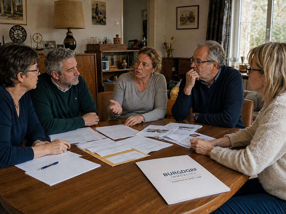 Eine Erbengemeinschaft diskutiert über die weitere Verwendung der geerbten Immobilie. (Foto: Markus Burgdorf)