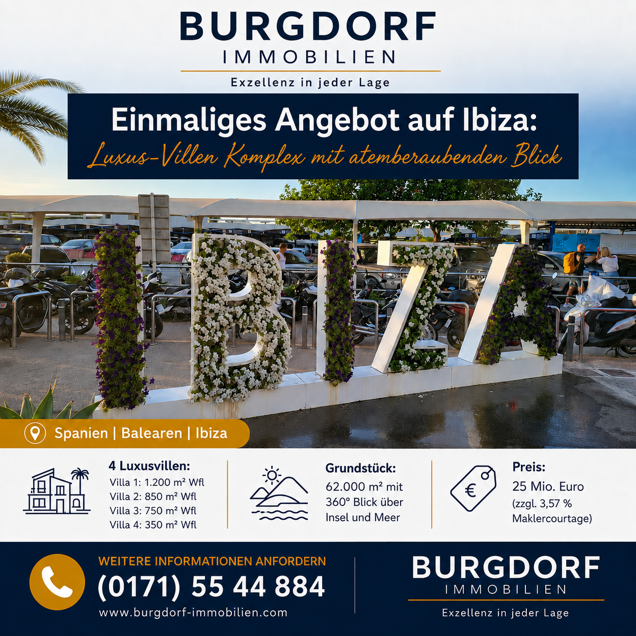 4-Luxus-Villen auf Ibiza zum Kauf im Paket So ein Angebot kommt nicht wieder: Vier Luxus-Villen auf Ibiza im Paket im Verkauf durch BURGDORF IMMOBILIEN.
