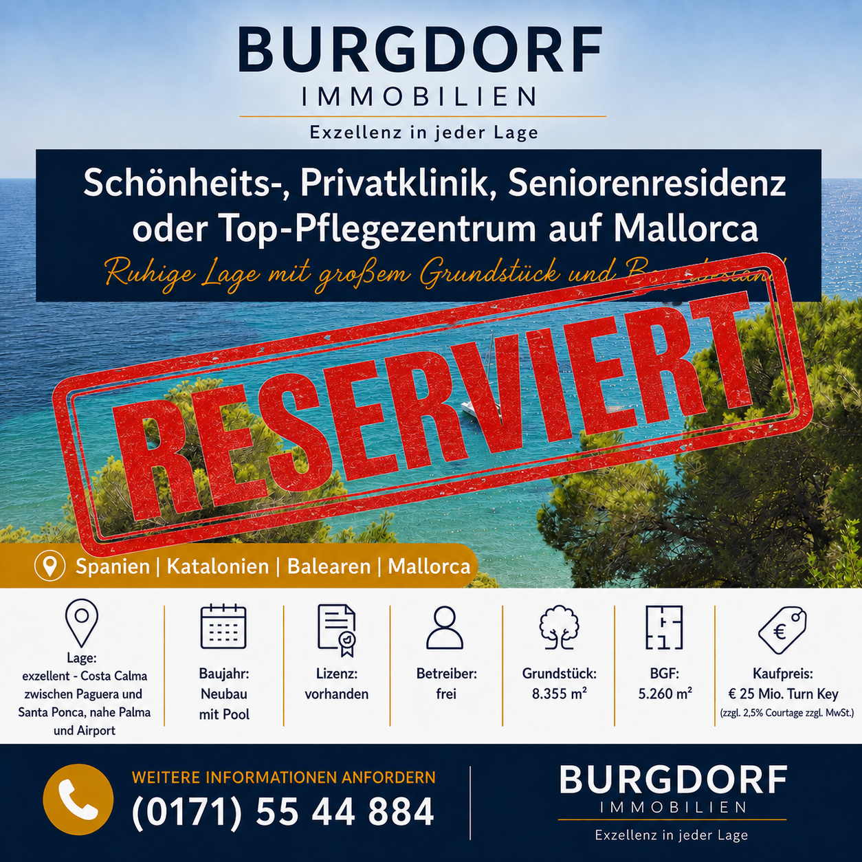 Klinik_Senioren-Residenz_Mallorca_Verkauf_Reserviert Die neu gebaute Klinik bzw. Senioren-Residenz ist von einem Kunden bereits reserviert worden. So lange die Reservierung Bestand hat, nehmen wir keine neuen Kaufangebote entgegen.