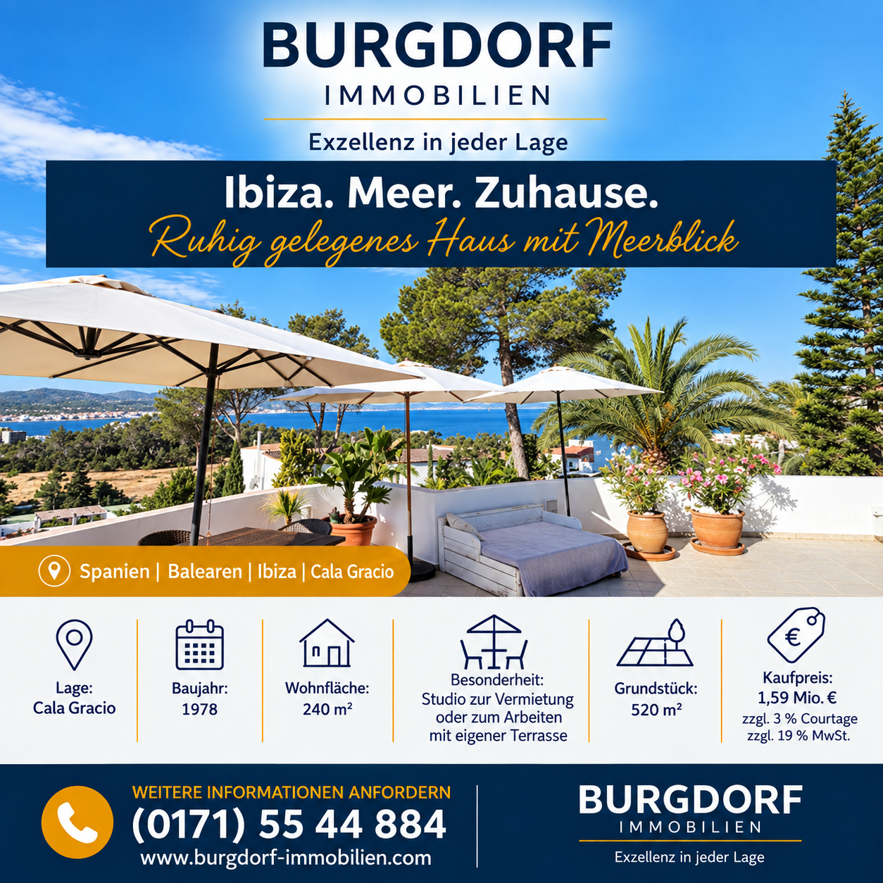 Ibiza Ferienhaus in Cala Gracio im Verkauf durch BURGDORF IMMOBILIEN